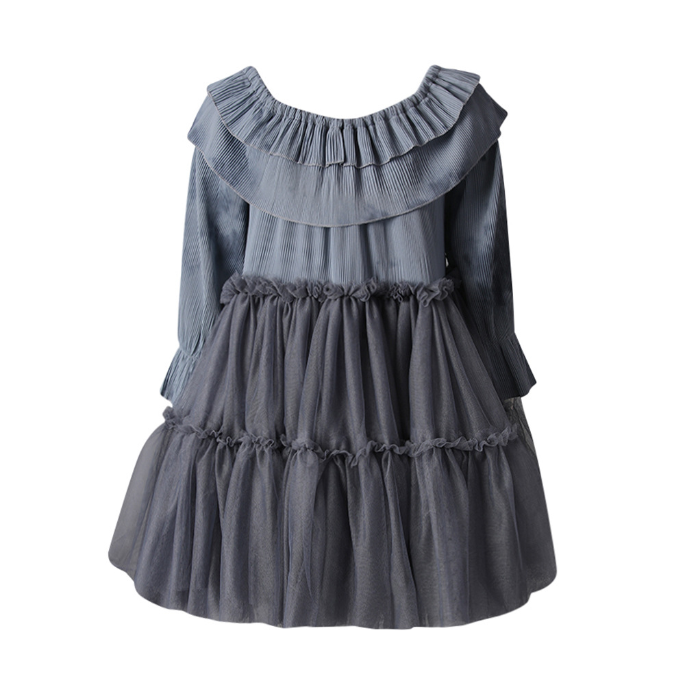 Lotus leaf edges splice T-back ink elegant dress