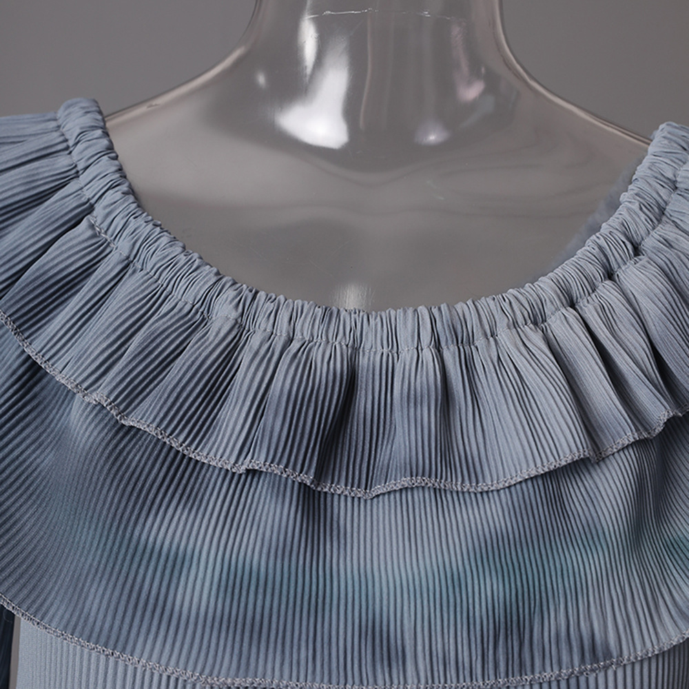 Lotus leaf edges splice T-back ink elegant dress