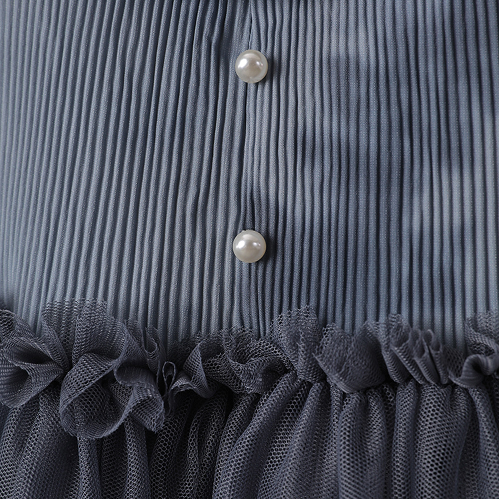 Lotus leaf edges splice T-back ink elegant dress