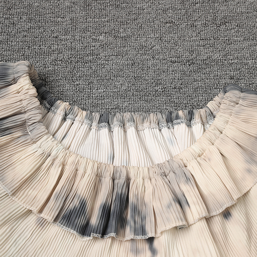 Lotus leaf edges splice T-back ink elegant dress