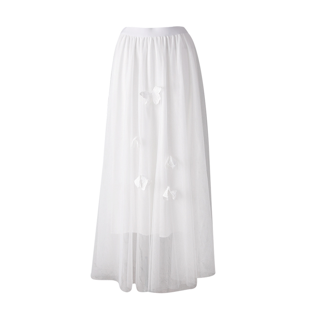 Autumn lace skirt gauze butterfly tops a set for women