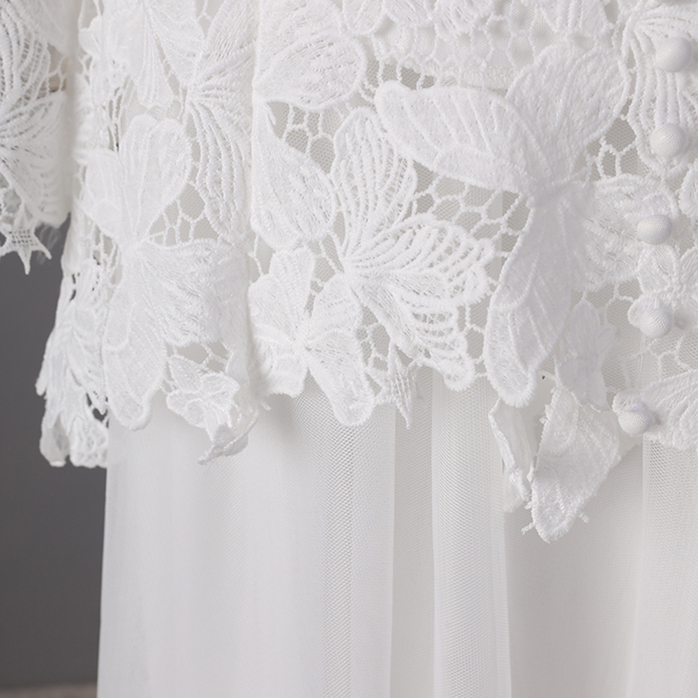 Autumn lace skirt gauze butterfly tops a set for women