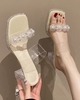 Transparent all-match sandals thick slippers for women