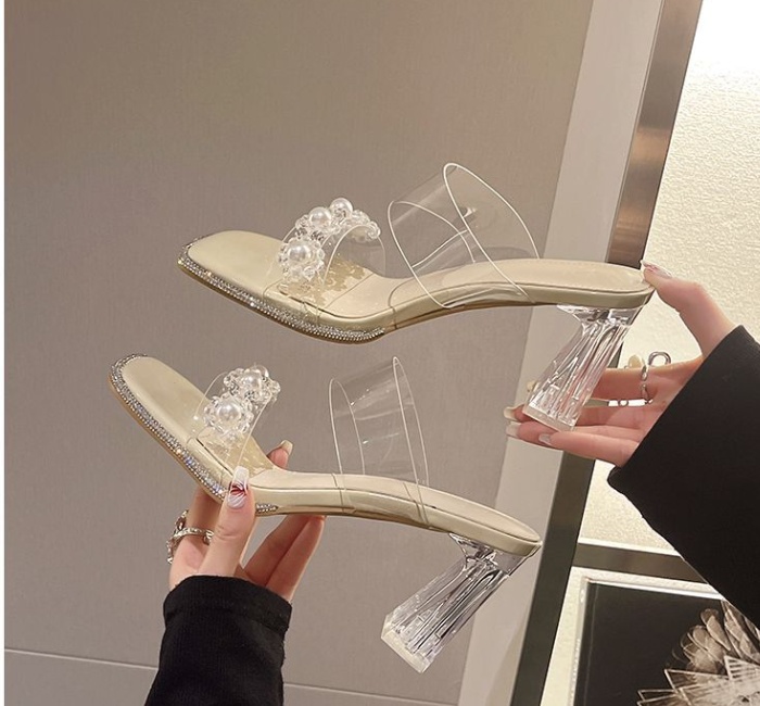 Transparent all-match sandals thick slippers for women