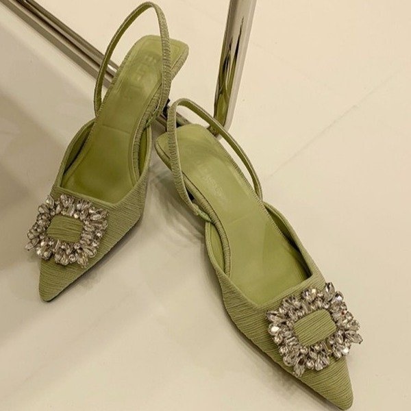 Pointed side buckle sandals fine-root shoes for women