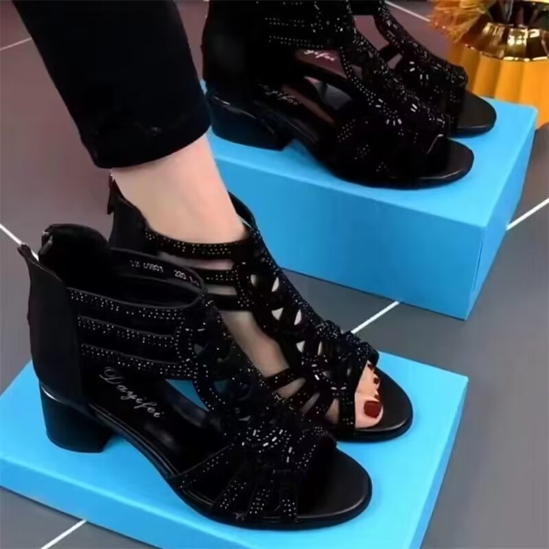 Thick summer boots high-heeled shoes for women