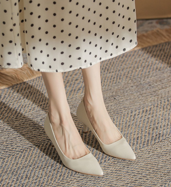 White pointed high-heeled shoes fine-root shoes for women