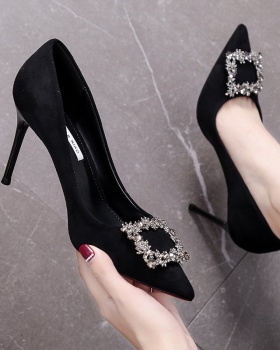 Black spring and autumn France style shoes