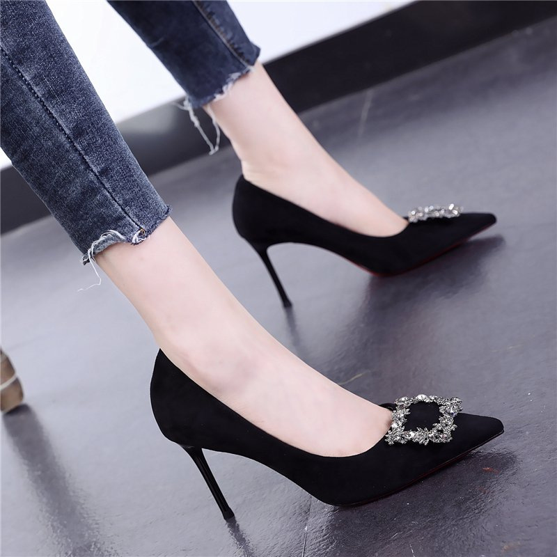 Black spring and autumn France style shoes