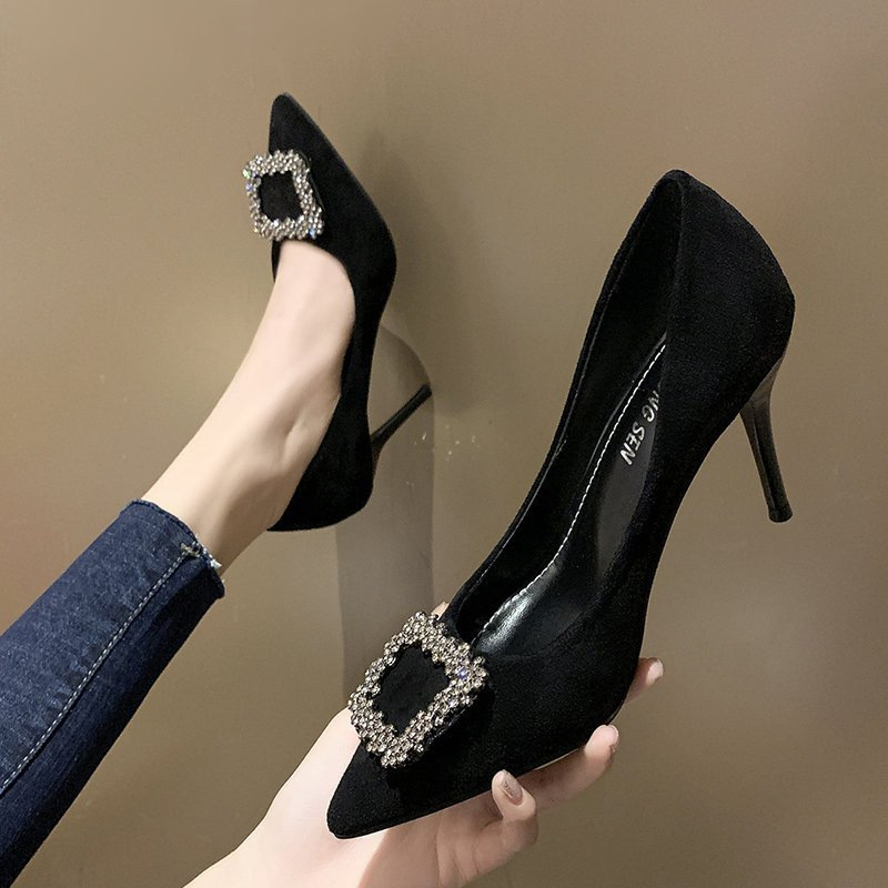 Black spring and autumn France style shoes