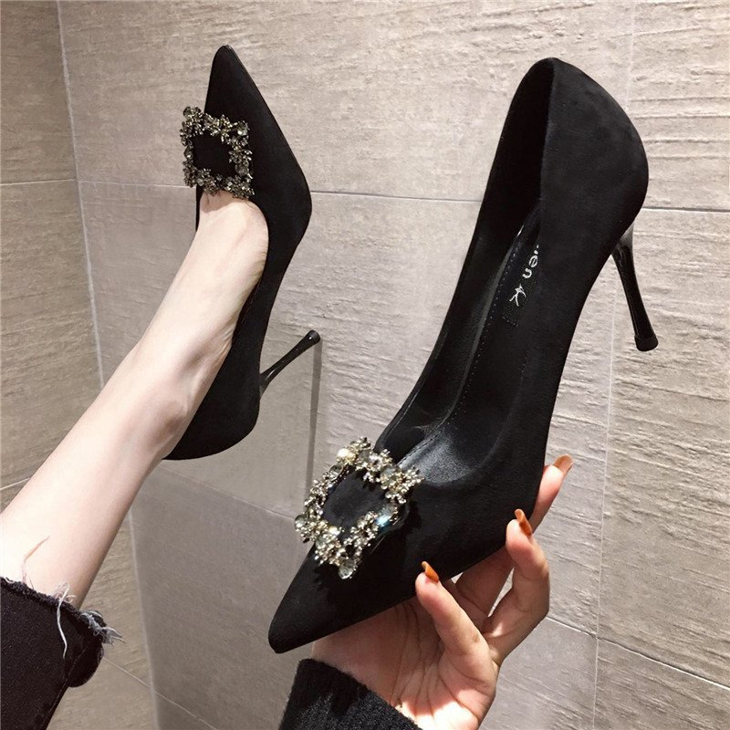 Black spring and autumn France style shoes