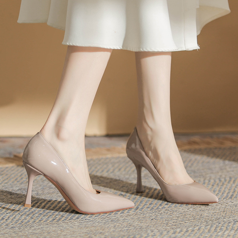 Patent leather shoes temperament high-heeled shoes for women