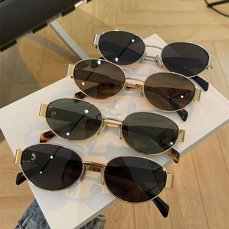 Metal retro oval Sunglasses