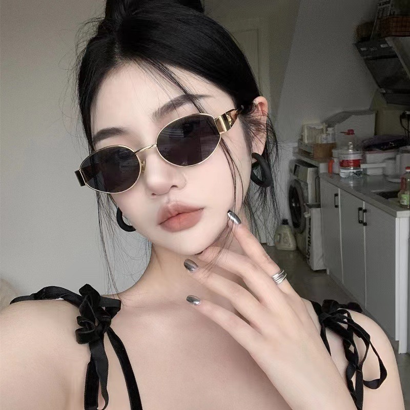 Metal retro oval Sunglasses