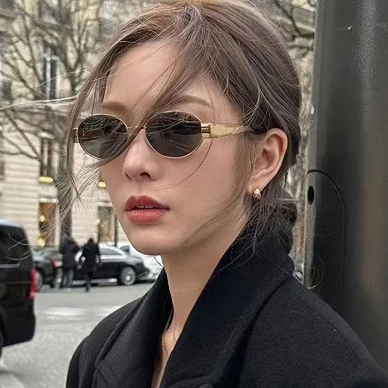 Metal retro oval Sunglasses