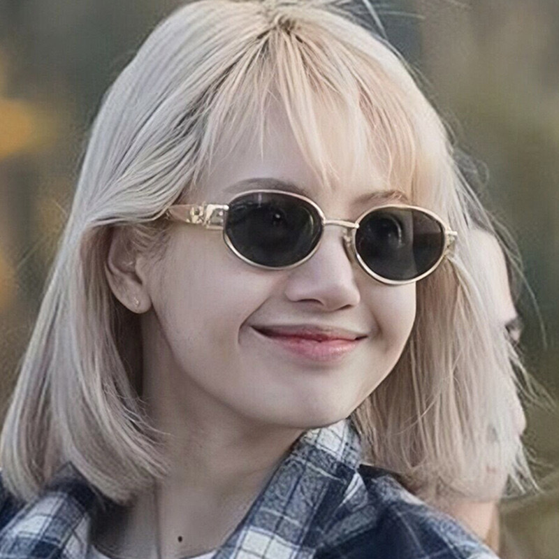 Metal retro oval Sunglasses