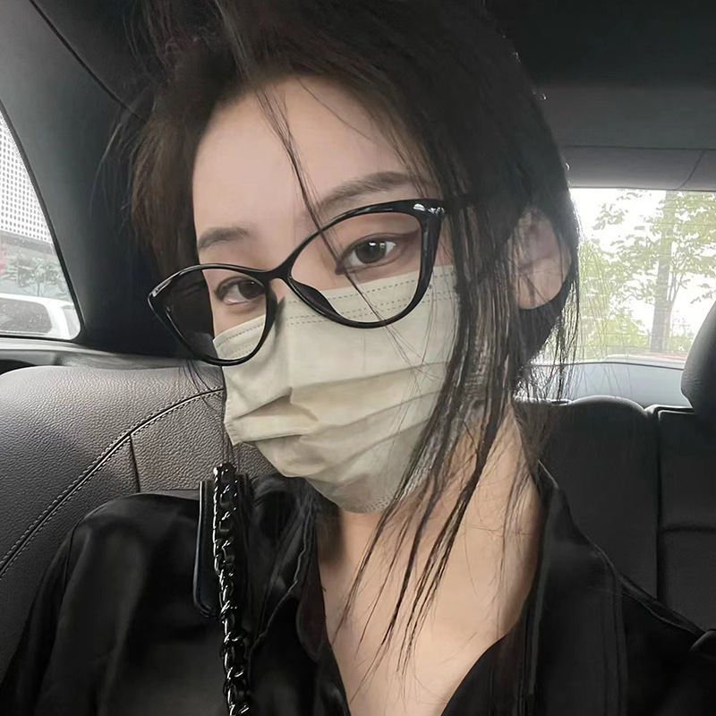 Plain mirror slim artifact big frame glasses