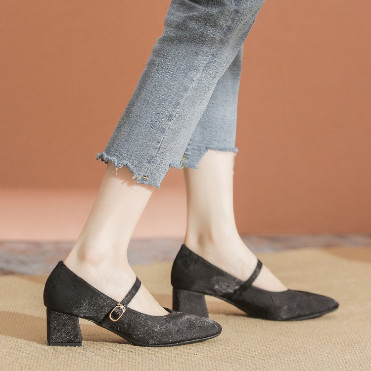 Jacquard pearl satin shoes for women