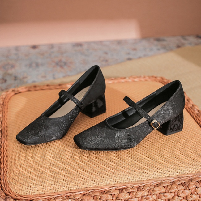 Jacquard pearl satin shoes for women
