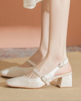 Pearl Chinese style shoes satin jacquard skirt for women