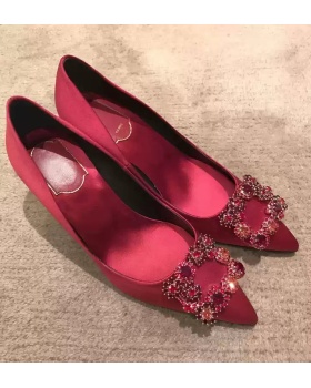 Low side buckle stilettos satin wedding shoes for women