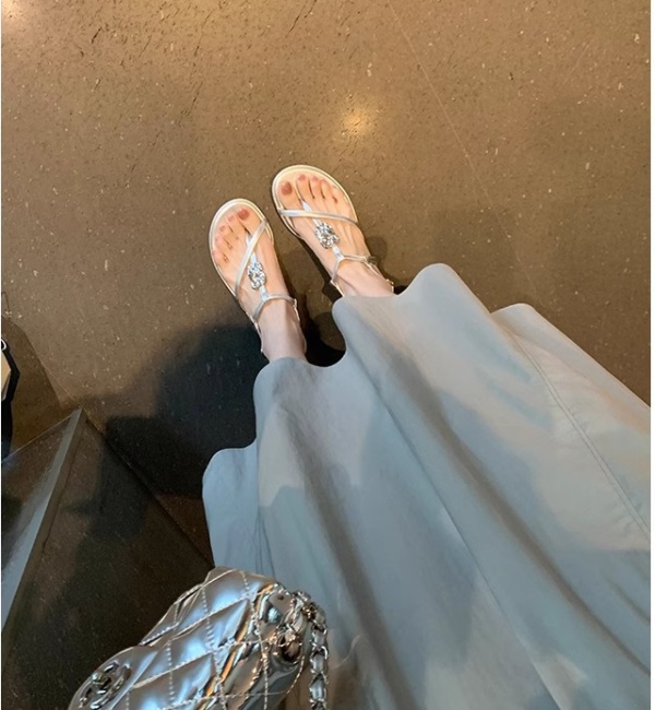 Low vacation sandals metal buckles rome  for women