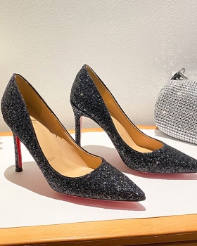 Pointed high-heeled shoes nude color shoes for women