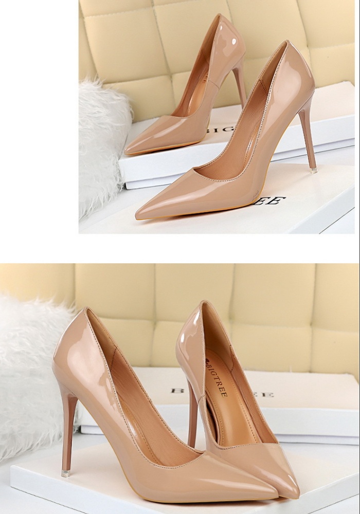 European style slim high-heeled simple glossy sexy shoes