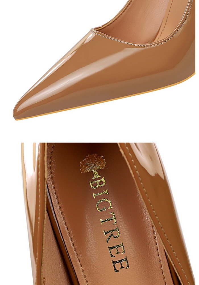 European style slim high-heeled simple glossy sexy shoes