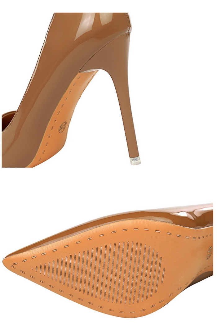 European style slim high-heeled simple glossy sexy shoes