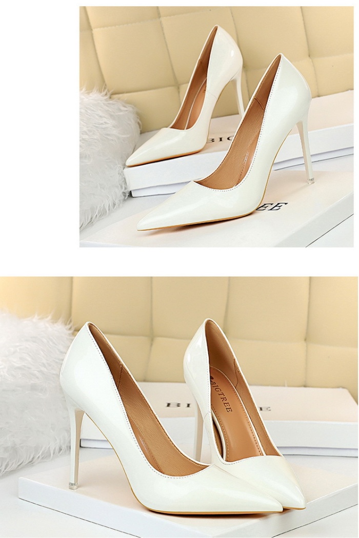European style slim high-heeled simple glossy sexy shoes