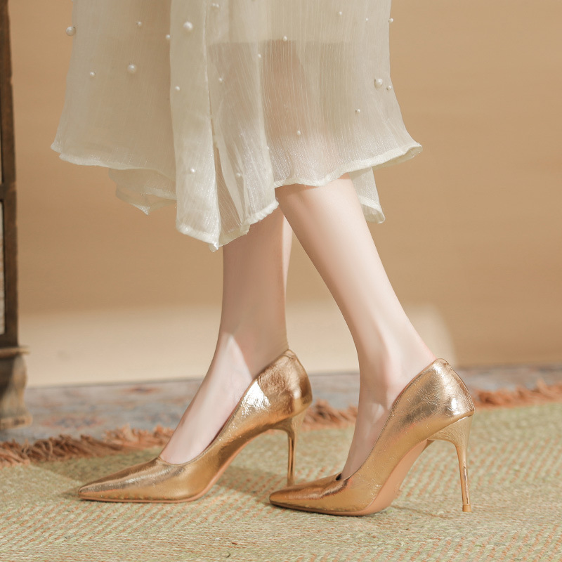 Temperament bridesmaids shoes all-match high-heeled shoes