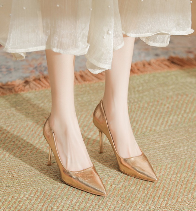 Temperament bridesmaids shoes all-match high-heeled shoes