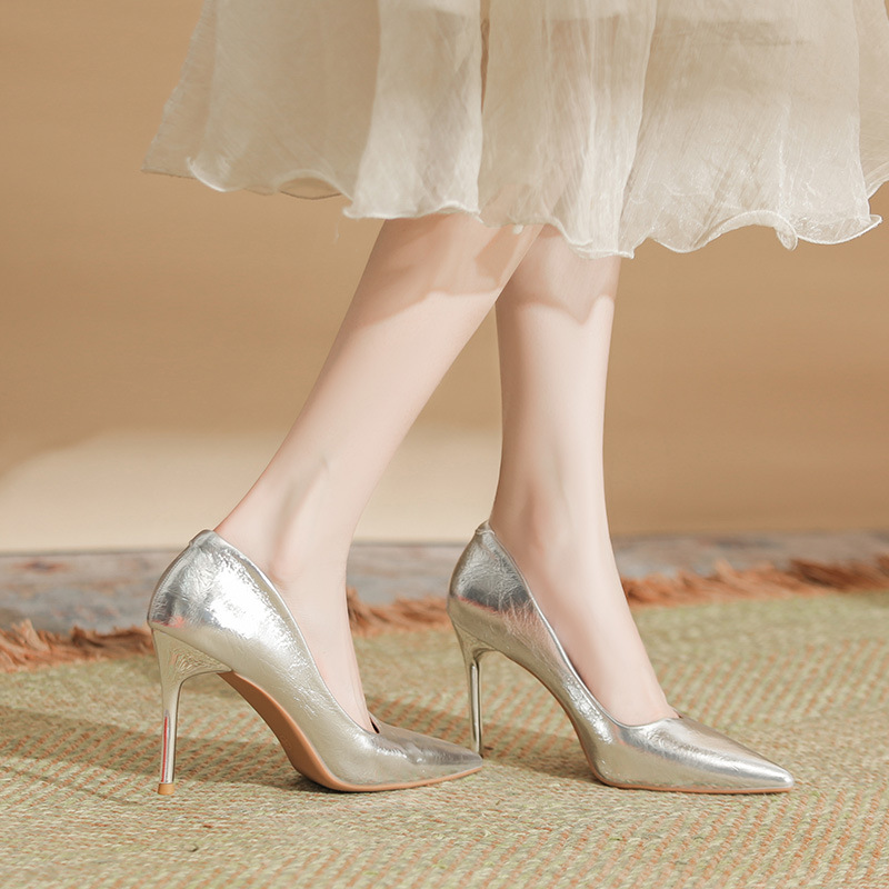 Temperament bridesmaids shoes all-match high-heeled shoes