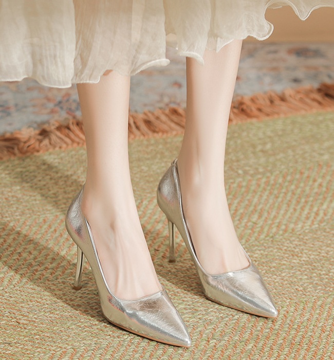 Temperament bridesmaids shoes all-match high-heeled shoes