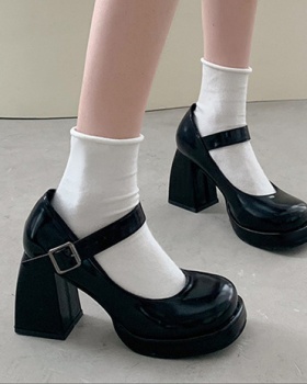Temperament spicegirl leather shoes small thick crust shoes