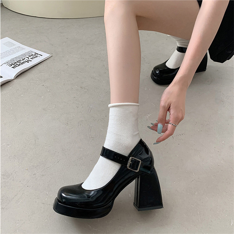 Temperament spicegirl leather shoes small thick crust shoes