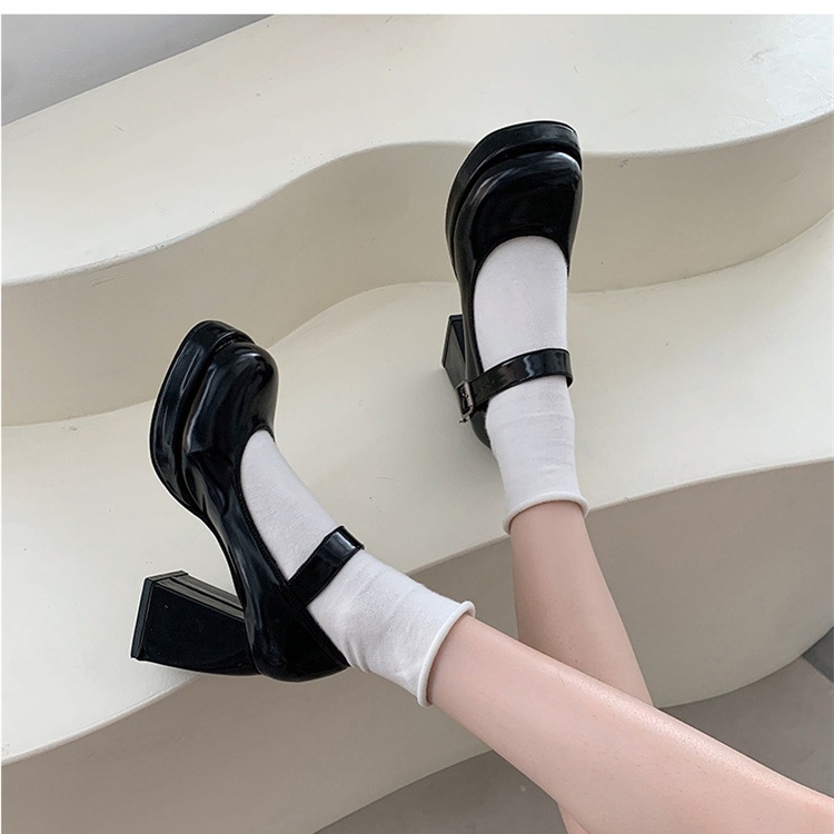 Temperament spicegirl leather shoes small thick crust shoes