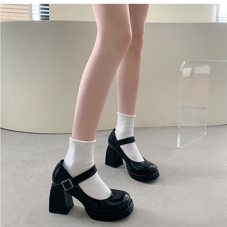Temperament spicegirl leather shoes small thick crust shoes