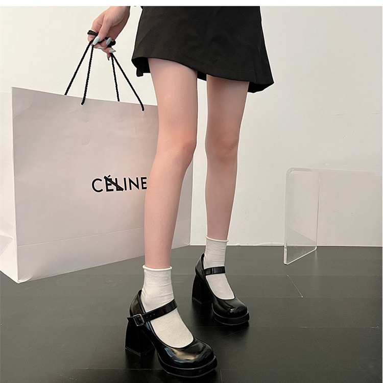Temperament spicegirl leather shoes small thick crust shoes