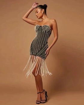 Pinched waist France style dress summer T-back for women