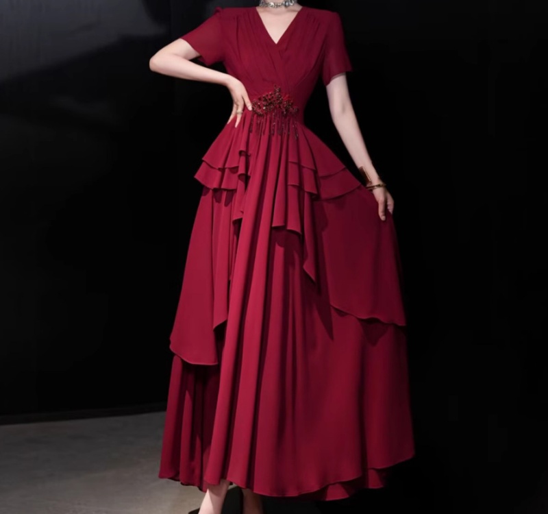 Lotus leaf edges dress sexy formal dress for women
