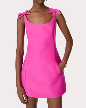 Back zip bow summer T-back sleeveless fashion dress