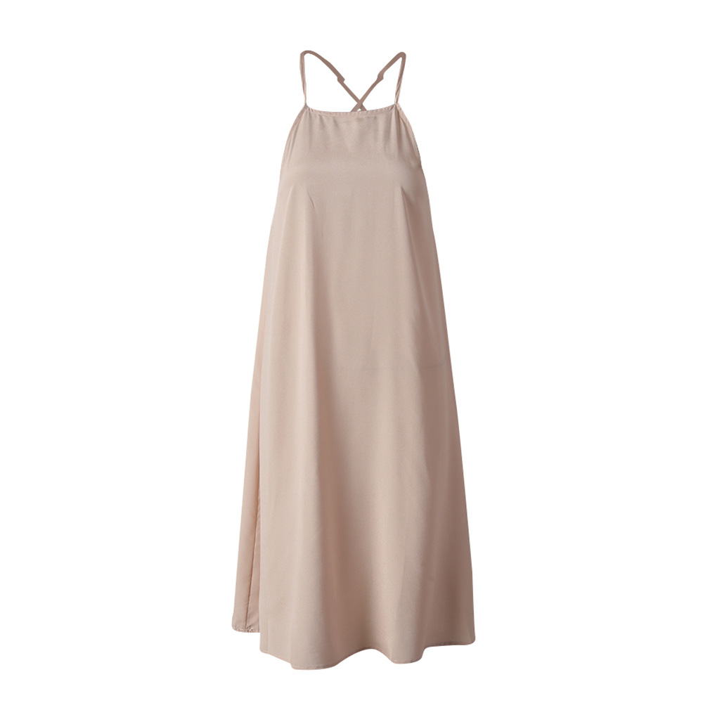 Halter France style loose dress sleeveless feather strap dress