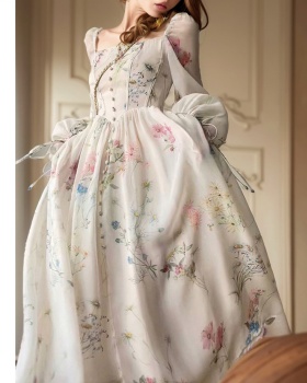 France style temperament square collar lady dress for women