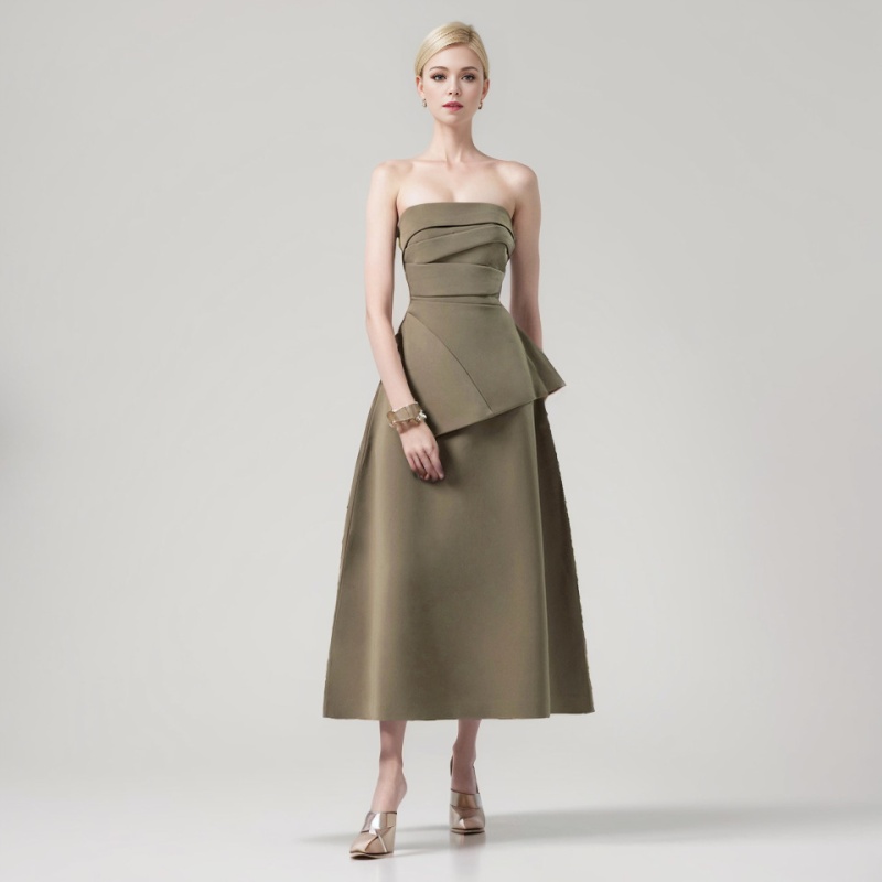 A-line wrapped chest tops high waist skirt 2pcs set