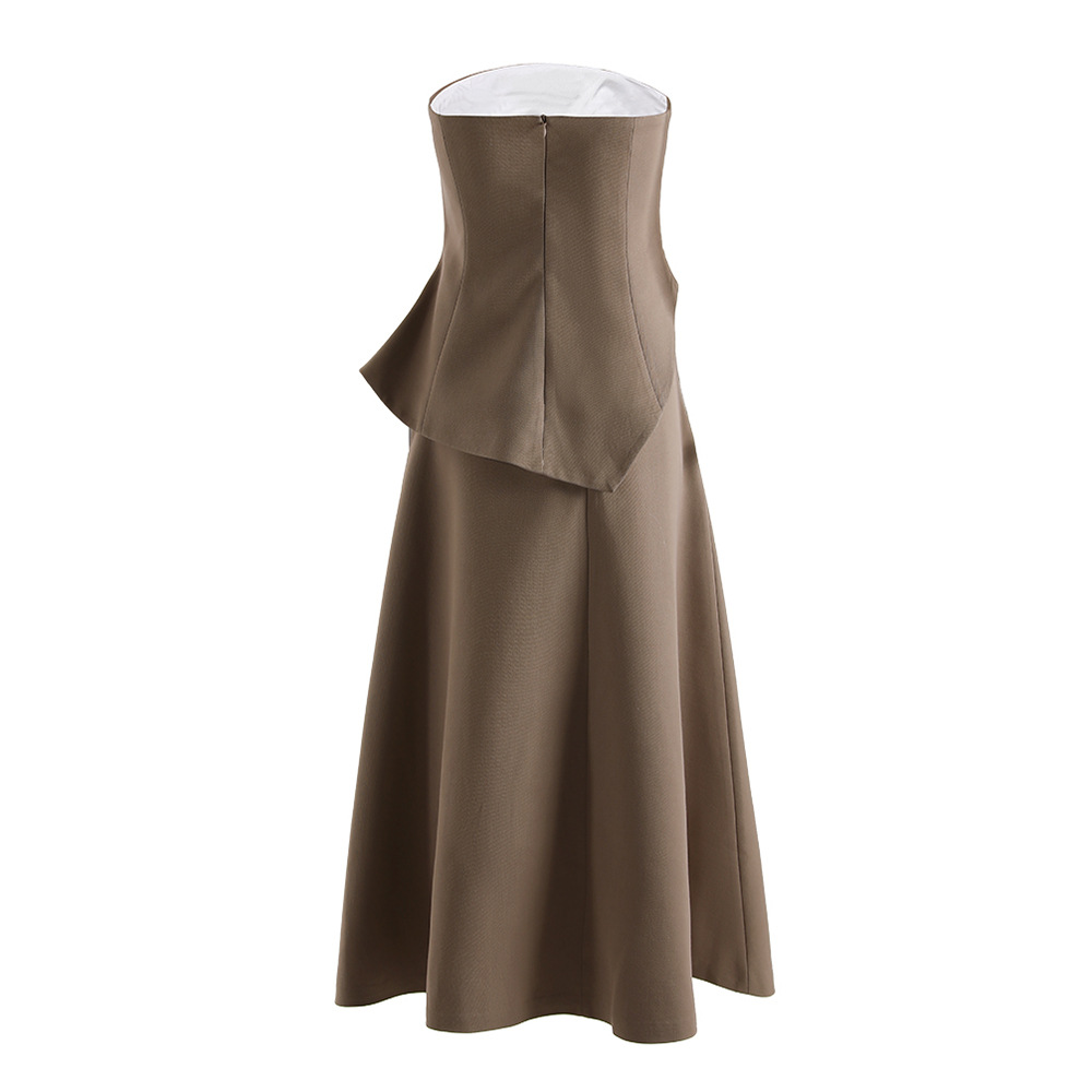 A-line wrapped chest tops high waist skirt 2pcs set