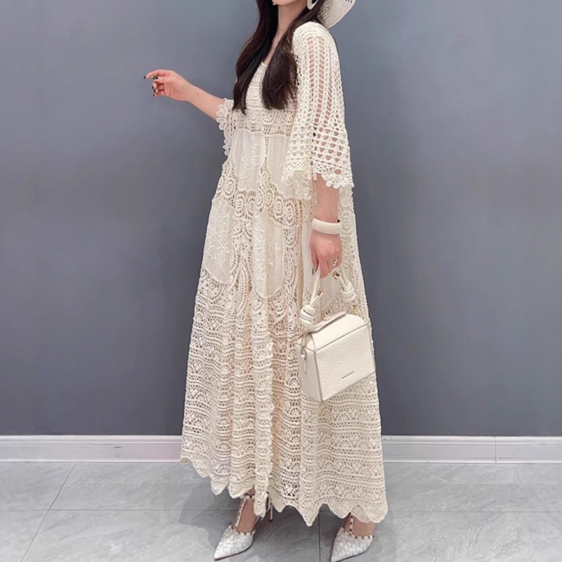 Temperament dress hook flower long dress for women