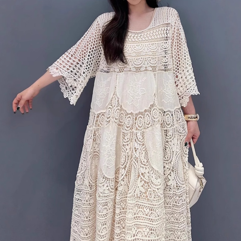 Temperament dress hook flower long dress for women