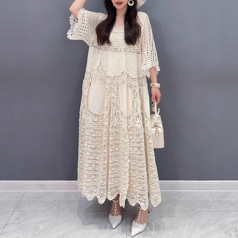 Temperament dress hook flower long dress for women